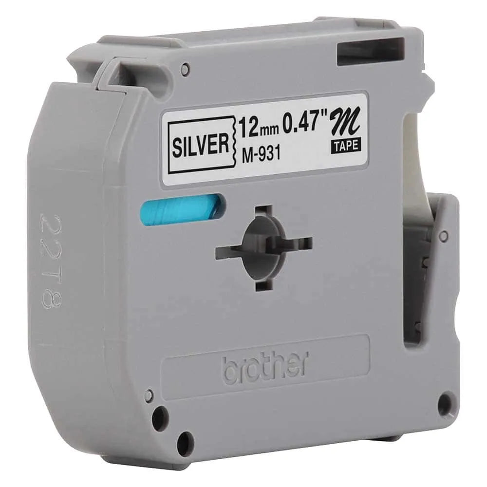 BROTHER - Cinta Brother M931 No Laminada Negro sobre Plateado 12mmx8m PT85