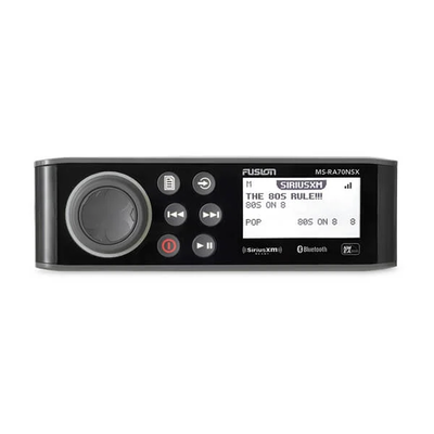 GARMIN - Sistema de Audio Marino MS-RA70 / Pantalla LCD Monocroma 2.6" / Tecnología Multi-Zone™️ 2 Zonas / Potencia Pico 200 W / Bluetooth® y ANT® / Compatible con SiriusXM y DAB+ / IPX7 / USB para Actualizaciones