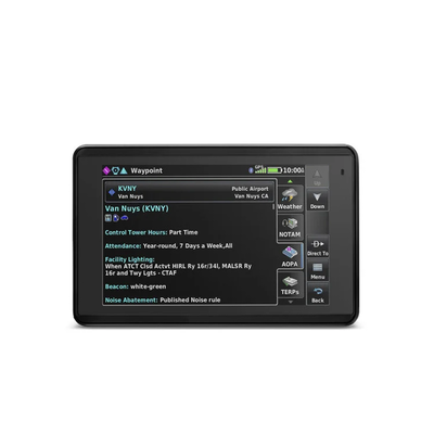 GARMIN - Navegador portátil aera 660, muestra información de trafico aéreo y una excelente visualización por medio de su  pantalla con visión 3D  touch screen.