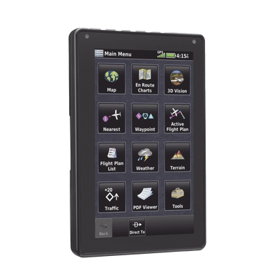 GARMIN - Navegador portátil aera 760, muestra información de trafico aéreo y una excelente visualización por medio de su  pantalla con visión 3D  touch screen.
