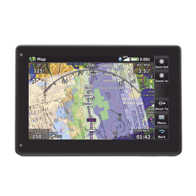 GARMIN - Navegador portátil aera 760, muestra información de trafico aéreo y una excelente visualización por medio de su  pantalla con visión 3D  touch screen.