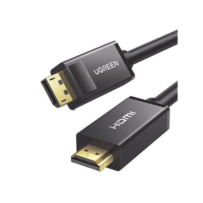 UGREEN - Cable DP Macho a HDMI Macho / Longitud 3 Metros (9.84 Pies) / Soporta 4K@30Hz / Soporta 3D / Cobre EstaÑado 28AWG / Blindaje Interno MÚltiple / TransmisiÓn Unidireccional / BotÓn de LiberaciÓn / Chip de Última GeneraciÓn
