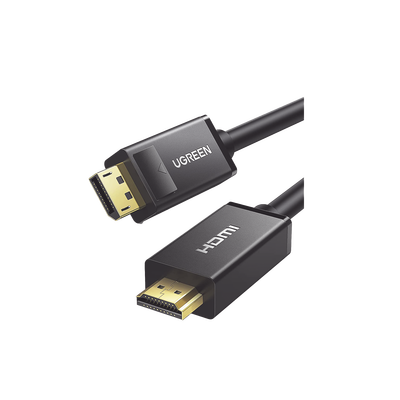 UGREEN - Cable DP Macho a HDMI Macho | Longitud 5 Metros (16.40 Pies) | Soporta 4K@30Hz | Soporta 3D | Cobre EstaÑado 28AWG | Blindaje Interno MÚltiple | TransmisiÓn Unidireccional | BotÓn de LiberaciÓn | Chip de Última GeneraciÓn.