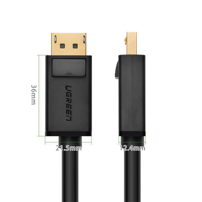 UGREEN - Cable DisplayPort 1.2 Macho a Macho | Longitud 5 Metros (16.40 Pies) | Versión DP1.2 | Soporta 4K@60Hz; 2K@144Hz | Soporta 3D | Color Profundo de 8 y 10 Bits | Blindaje Interno Múltiple | Cobre Estañado 28AWG | Botón de Liberación