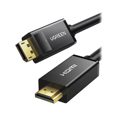 UGREEN - Cable DP Macho a HDMI Macho / Longitud 1.50 m / Soporta 4K@30Hz / Soporta 3D / Cobre Estañado 28AWG / Blindaje interno múltiple / Transmisión Unidireccional / Botón de Liberación / Chip de Última Generación