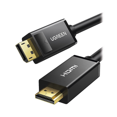 UGREEN - Cable DP Macho a HDMI Macho / Longitud 1.50 Metros (4.92 Pies) / Soporta 4K@30Hz / Soporta 3D / Cobre EstaÑado 28AWG / Blindaje Interno MÚltiple / TransmisiÓn Unidireccional / BotÓn de LiberaciÓn / Chip de Última GeneraciÓn