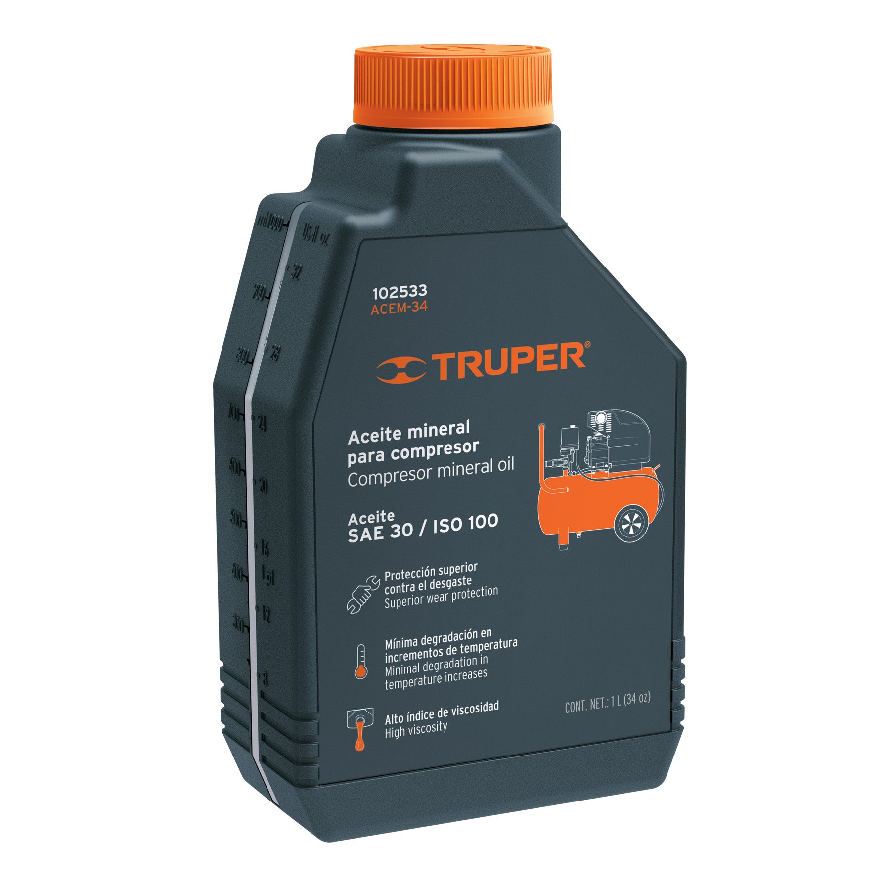 Aceite mineral para compresor 1000ml (34oz), Truper