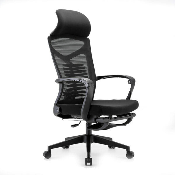 Silla Ejecutiva S81 Con Descansa Pies Mesh y Tela Color Negro