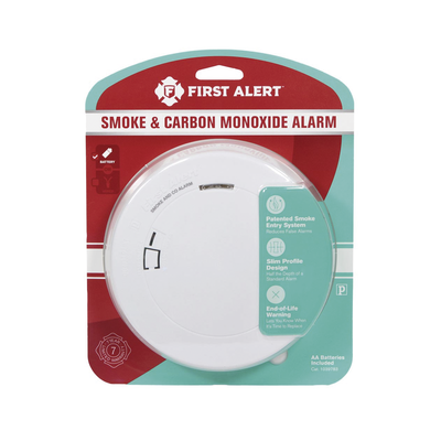 FIRST ALERT - Detector Combo de Humo/CO, Autónomo, No Requiere Panel, Diseño Ultra Delgado, No Requiere Cableado