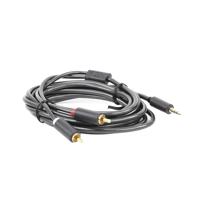 UGREEN - Cable Adaptador de 3.5mm Macho a 2 RCA Macho / 3 Metros (9.84 Pies) / Color Gris / Blindaje Múltiple / ABS / Alta Calidad