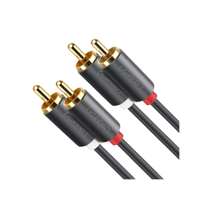 UGREEN - Cable de Audio 2 RCA Macho a 2 RCA Macho / 3 Metros (9.84 Pies) / Color Negro / Alta Calidad / Anillos de Goma para Asegurar un Agarre Firme al Instalar o Quitar el Cable