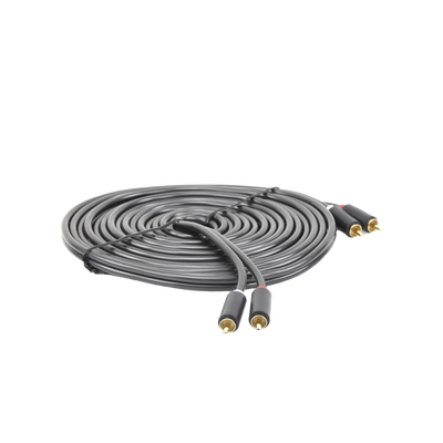 UGREEN - Cable de Audio 2 RCA Macho a 2 RCA Macho / 5 Metros (16.40 Pies) / Color Negro / Alta Calidad / Anillos de Goma para Asegurar un Agarre Firme al Instalar o Quitar el Cable