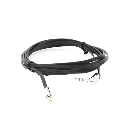 UGREEN - Cable Auxiliar Plano 2 Metros / Conector 3.5mm a 3.5mm / Macho-Macho / Recto a Angulo / Ángulo de 90° en una de sus Puntas / Color Negro