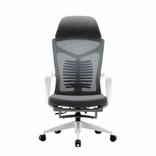 Silla Ejecutiva S81 Con Descansa Pies Mesh y Tela Color Blanco