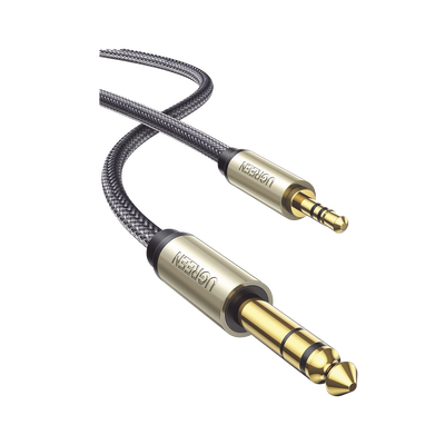 UGREEN - Cable Audio Estéreo 3.5mm (1/8") TRS a 6.35mm (1/4") TS / 1 Metro / Audio de Hi-Fi / Trenza de Nylon / Blindaje Múltiple / Caja de Aleación Zinc / Núcleo de Cobre Puro / Compatibilidad Universal