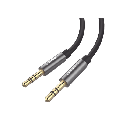 UGREEN - Cable Auxiliar 2 Metros / Conector 3.5mm a 3.5mm / Macho a Macho / Cubierta de TPE / Carcasa de Aluminio / Color Negro