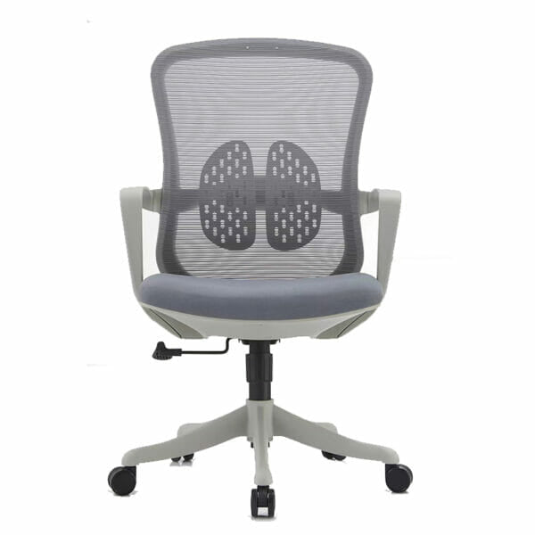 Silla Operativa Organic Mesh y Tela Gris Estructura blanca
