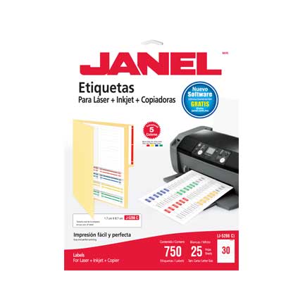 JANEL - ETIQUETA JANEL LASER 5266 17X87 C/750 (5 COLORES)