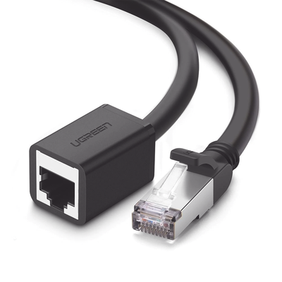 UGREEN - Cable de Extensión Cat6 RJ45 F/UTP / Macho a Hembra / 2 Metros (6.56 Pies) / Método de Conexión 568B / Velocidad de Transmisión 1000Mbps / Ancho de Banda del Canal 250MHz / Caja de Cobre / Negro