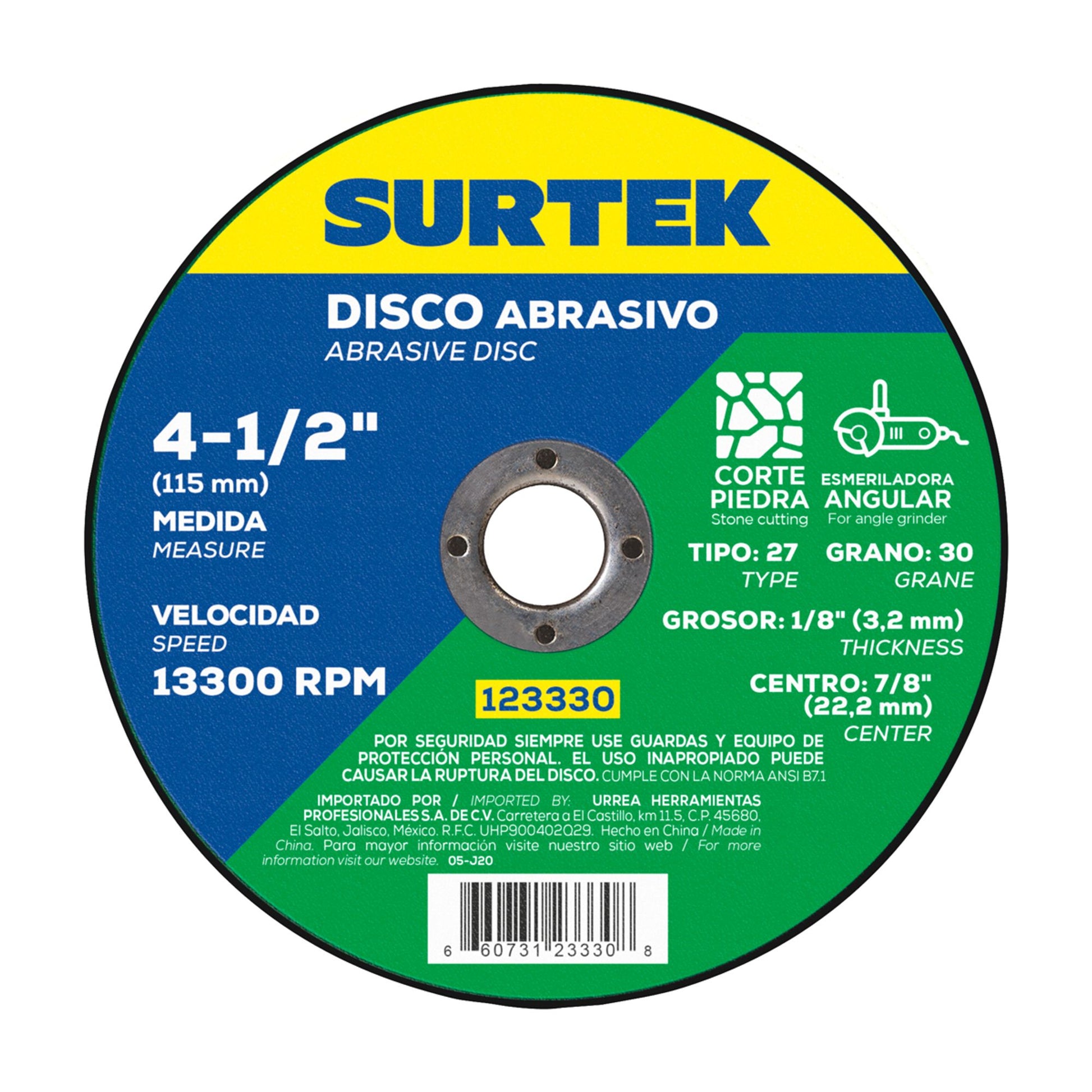 Disco t/27 piedra 4-1/2x1/8 in