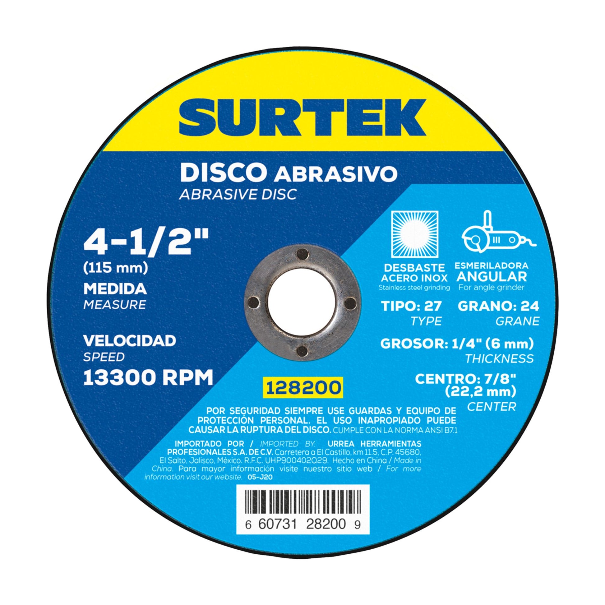 Disco t/27 met 4-1/2x1/4 in