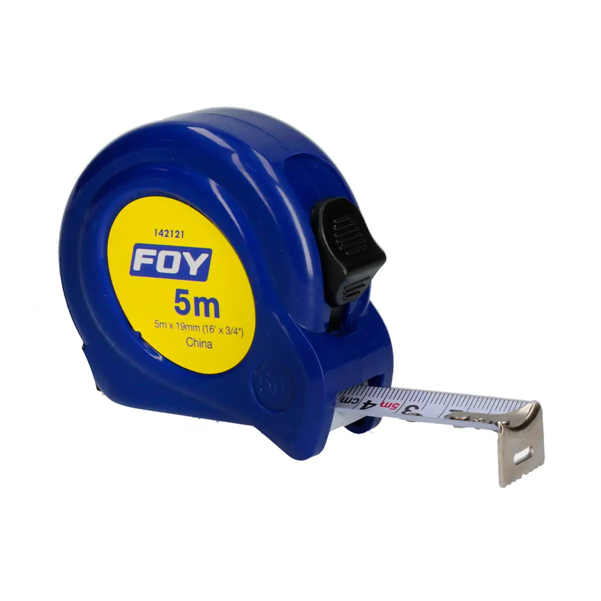 Foy - Flexómetro con carcasa de plástico azul, 5mx19mm