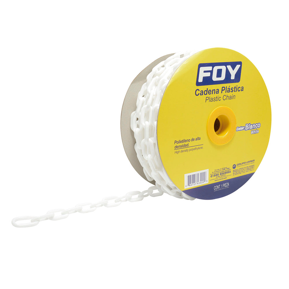 Cadena plast 8mm 25m bco