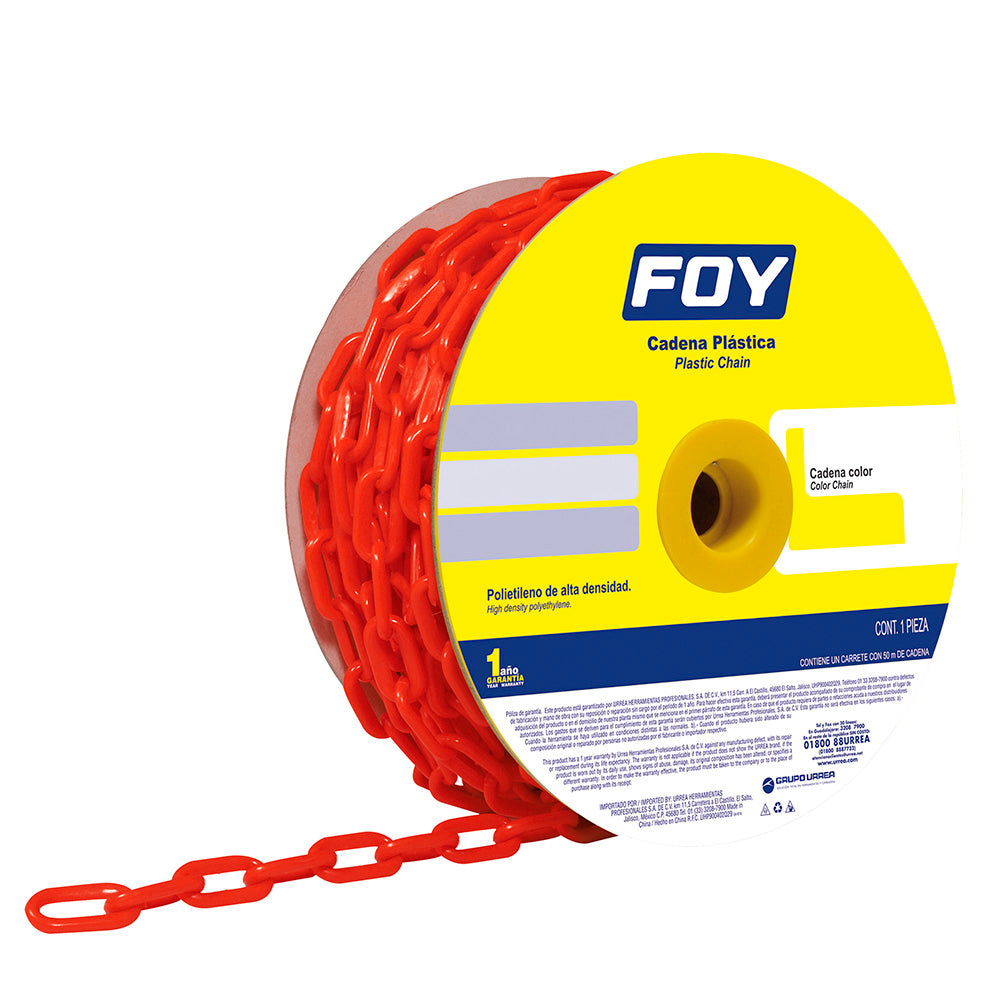 Cadena plast 3mm 50m rojo