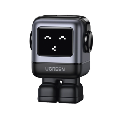 UGREEN - Cargador Mini GaNRobot 30W serie UNO | 1 USB-C de Carga Rápida | Tecnología GaN II | Multiprotocolo PD/QC/SCP/FCA | Carga Inteligente | Pantalla LED | Zapato Magnético Extraíble | Thermal Guard | Color Negro.