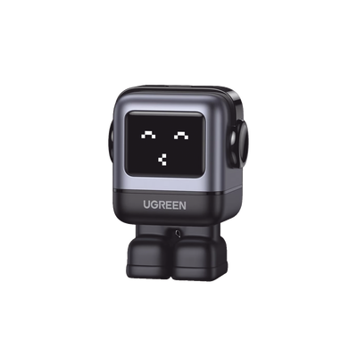 UGREEN - Cargador Mini GaNRobot 30W serie UNO | 1 USB-C de Carga Rápida | Tecnología GaN II | Multiprotocolo PD/QC/SCP/FCA | Carga Inteligente | Pantalla LED | Zapato Magnético Extraíble | Thermal Guard | Color Negro.