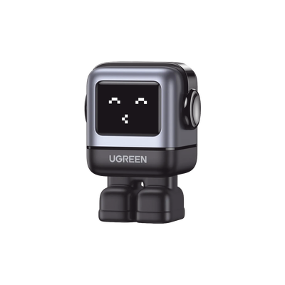 UGREEN - Cargador RobotGaN de 65W Serie UNO | 3 Puertos de Carga Rápida | 2 USB-C | 1 USB-A | PD 3.0 | QC 4.0 | Carga Inteligente | Tecnología GaN II | Zapato Magnético Extraíble | Carcasa Ignífuga | Pantalla LED