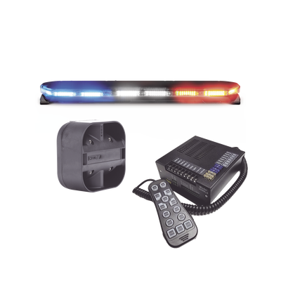 ECCO - Kit de Sirena, Bocina y Torreta de 47", Serie 16 con 300 LEDs, Dual Color, Frente: Rojo/Blanco, Azul/Blanco, Trasero: Rojo/Ámbar, Azul/Ámbar
