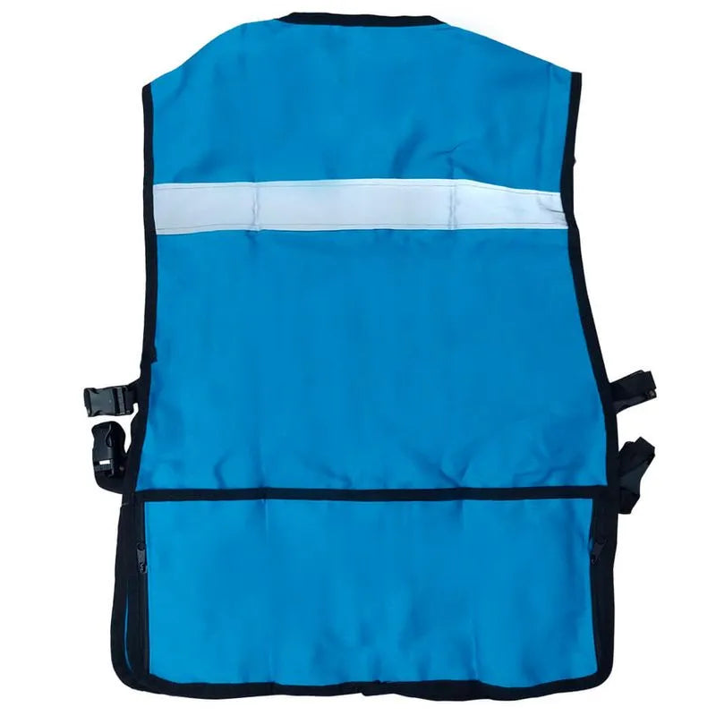 CHALECO BRIGADISTA AZUL TURQUESA REFLEJANTE CON BOLSA TU