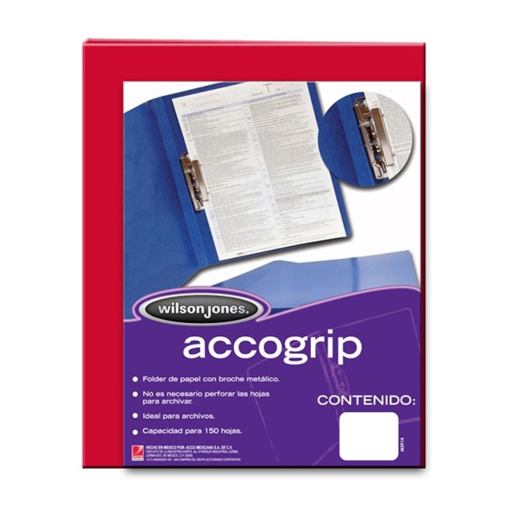 ACCO - CARPETA ACCO WILSON JONES GRIP T3 SH-961 CARTA ROJO C/4