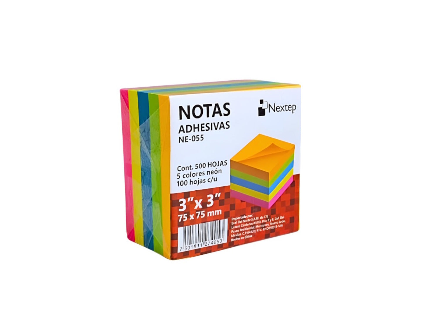 NEXTEP SOLUCIONES - Bundle Notas Adhesivas Nextep 3x3 Neon 5 Bloques 500Hojas Cont. 6Piezas