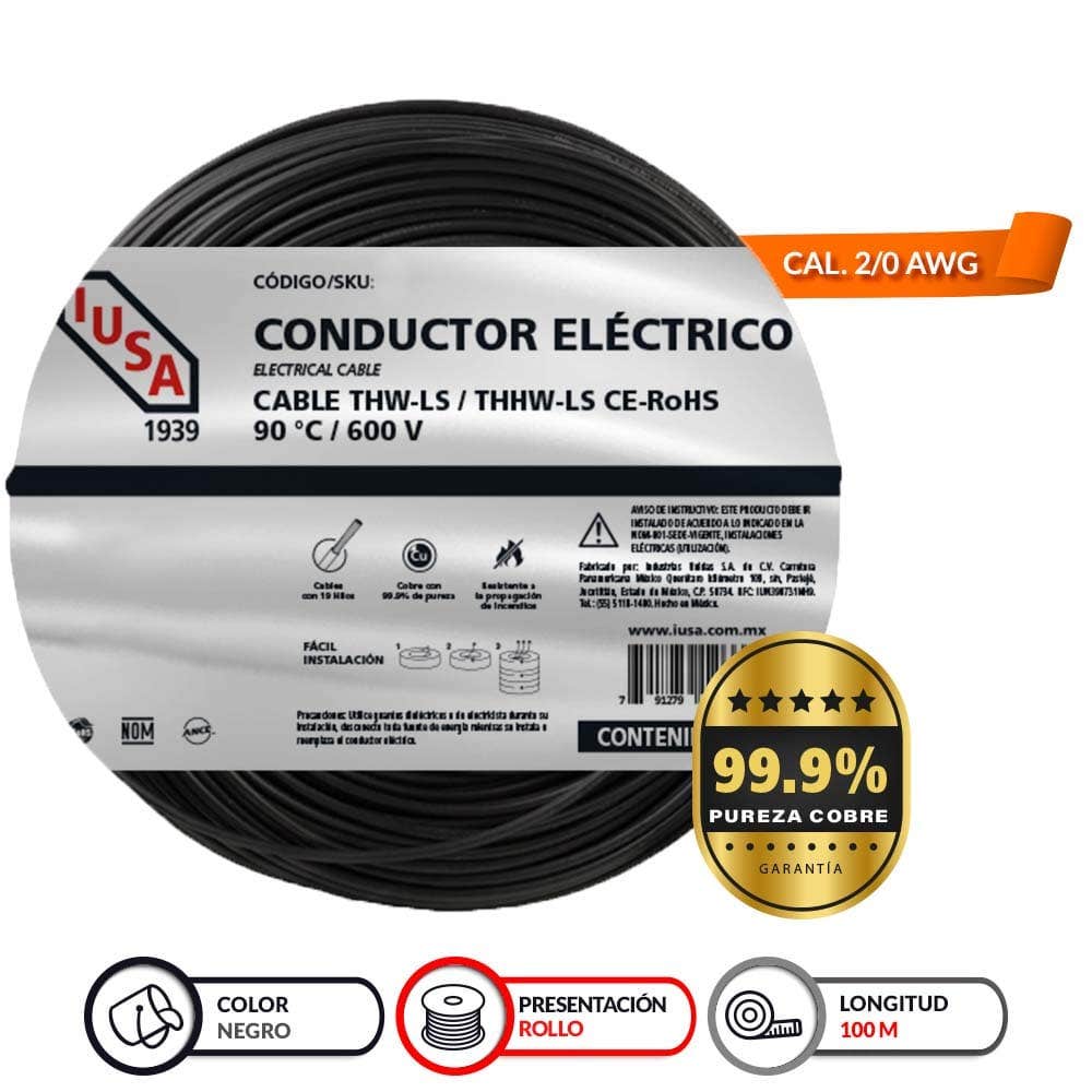 IUSA - Cable THW-LS/THHW-LS CE RoHS 2/0 AWG IUSA Rollo 100m