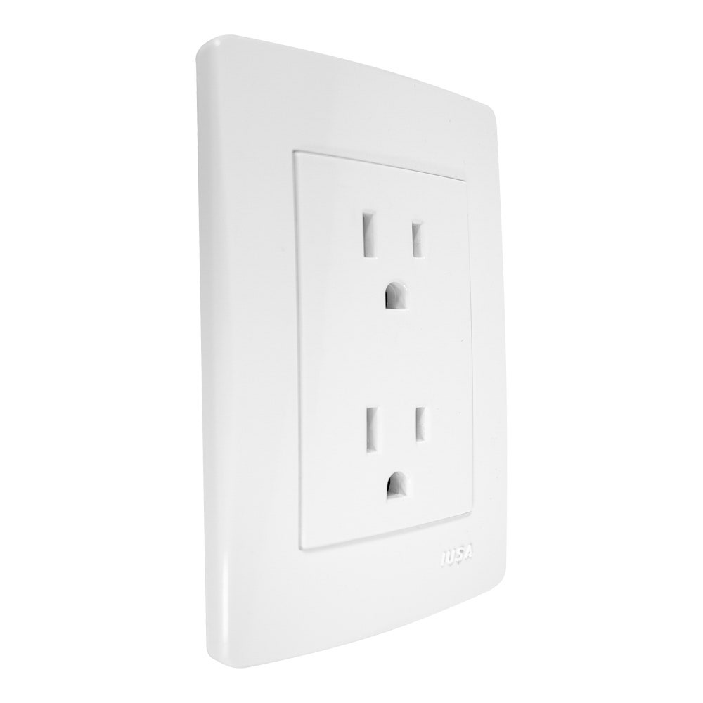 IUSA - Placa tradizione con tomacorriente duplex color blanco