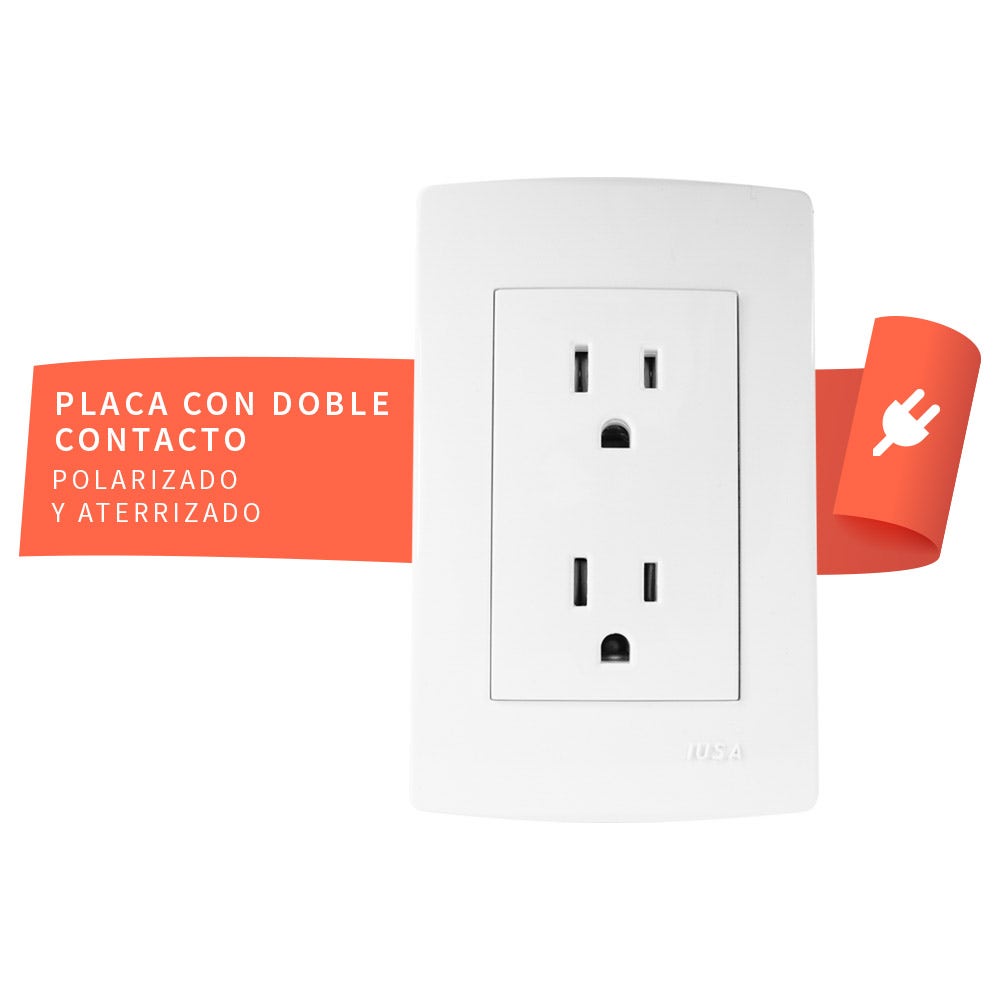 IUSA - Placa tradizione con tomacorriente duplex color blanco