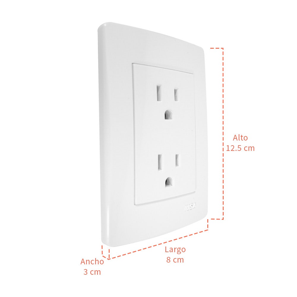 IUSA - Placa tradizione con tomacorriente duplex color blanco