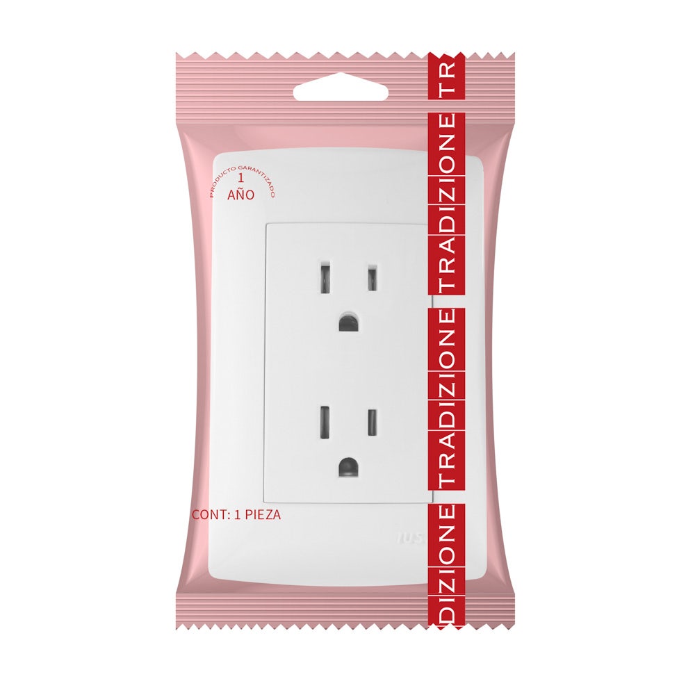 IUSA - Placa tradizione con tomacorriente duplex color blanco
