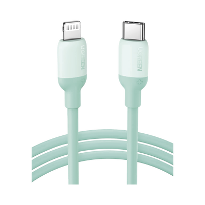 UGREEN - Cable USB-C a Lightning / Certificado MFi / 1 Metro / Adecuado para iPhone, iPad, iPod / Carga Rápida PD 20W /  Sincronización de Datos de hasta 480 Mbps / Goma de Silicona y  TPE. / Suave al Tacto / Color  Green