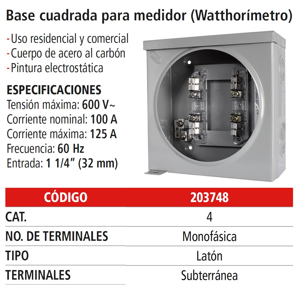 IUSA - Base para medidor 4 terminales iusa