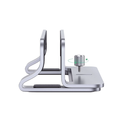 UGREEN - Soporte Vertical para Laptop / Adecuado para escritorio / Anchura Ajustable (12-26mm) / Amplia compatibilidad / Anti-Arañazos / Anti-Deslizante /Ajustable Mediante Tornillos / Color Plata / Aluminio + Silicona