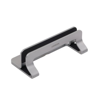UGREEN - Soporte Vertical para Laptop / Adecuado para escritorio / Anchura Ajustable (12-26mm) / Amplia compatibilidad / Anti-Arañazos / Anti-Deslizante /Ajustable Mediante Tornillos / Color Plata / Aluminio + Silicona