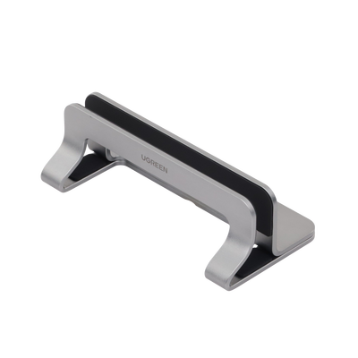 UGREEN - Soporte Vertical para Laptop / Adecuado para escritorio / Anchura Ajustable (12-26mm) / Amplia compatibilidad / Anti-Arañazos / Anti-Deslizante /Ajustable Mediante Tornillos / Color Plata / Aluminio + Silicona