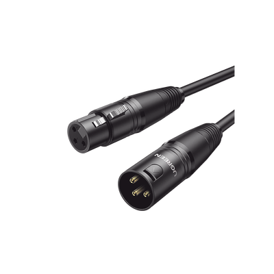 UGREEN - Cable para Micrófono XLR Tipo Canon Macho a Hembra / 10 Metros / Plug & Play / Antiinterferencias / Triple Blindaje / Alta Calidad / Color Negro