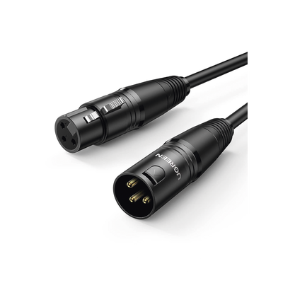 UGREEN - Cable para Micrófono XLR Tipo Canon Macho a Hembra | 15 Metros | Plug & Play | Anti interferencias | Triple Blindaje | Alta Calidad | Color Negro.