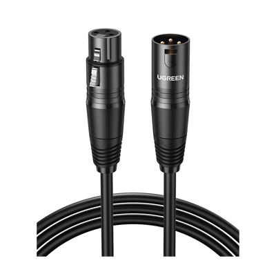 UGREEN - Cable para Micrófono XLR Tipo Canon Macho a Hembra | 15 Metros | Plug & Play | Anti interferencias | Triple Blindaje | Alta Calidad | Color Negro.
