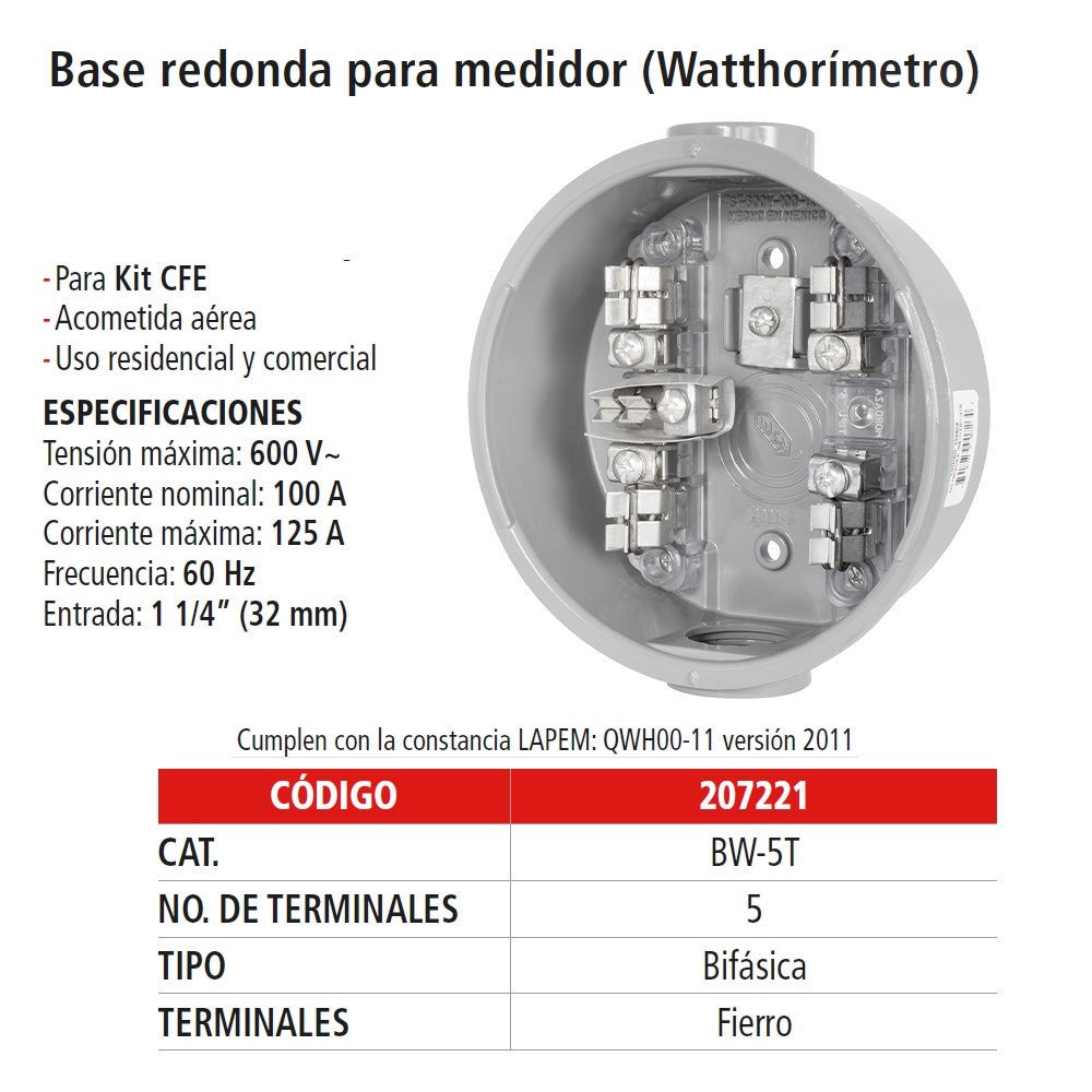 IUSA - Base para medidor 5 terminales iusa