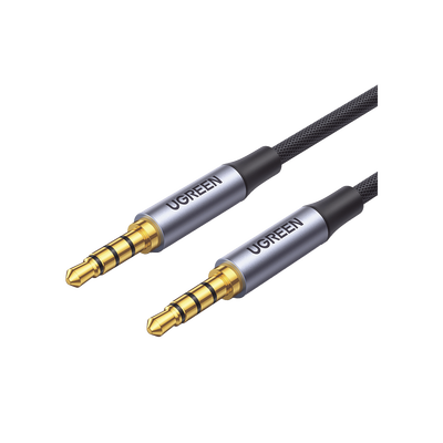 UGREEN - Cable Auxiliar de 3.5mm / Cable Audio Estéreo / Núcleo de Alambre de Cobre Esmaltado / Carcasa de Aluminio Azul + Nylon Trenzado /  Soporta Micrófono / 2 Metros